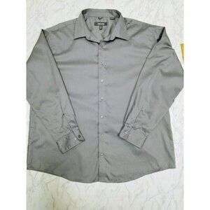 Kenneth Cole Reaction metallic gray‎ Button Down Dress Shirt wrinkle free XXL